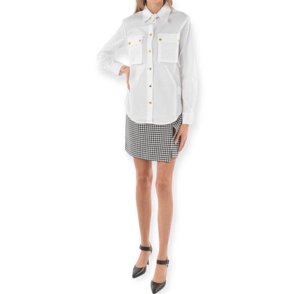 MOSCHINO LOVE EMBROIDERED BREAST-POCKET SAHARAN SHIRT | SIZE: F8 USA6 IT42 | - Picture 1 of 15